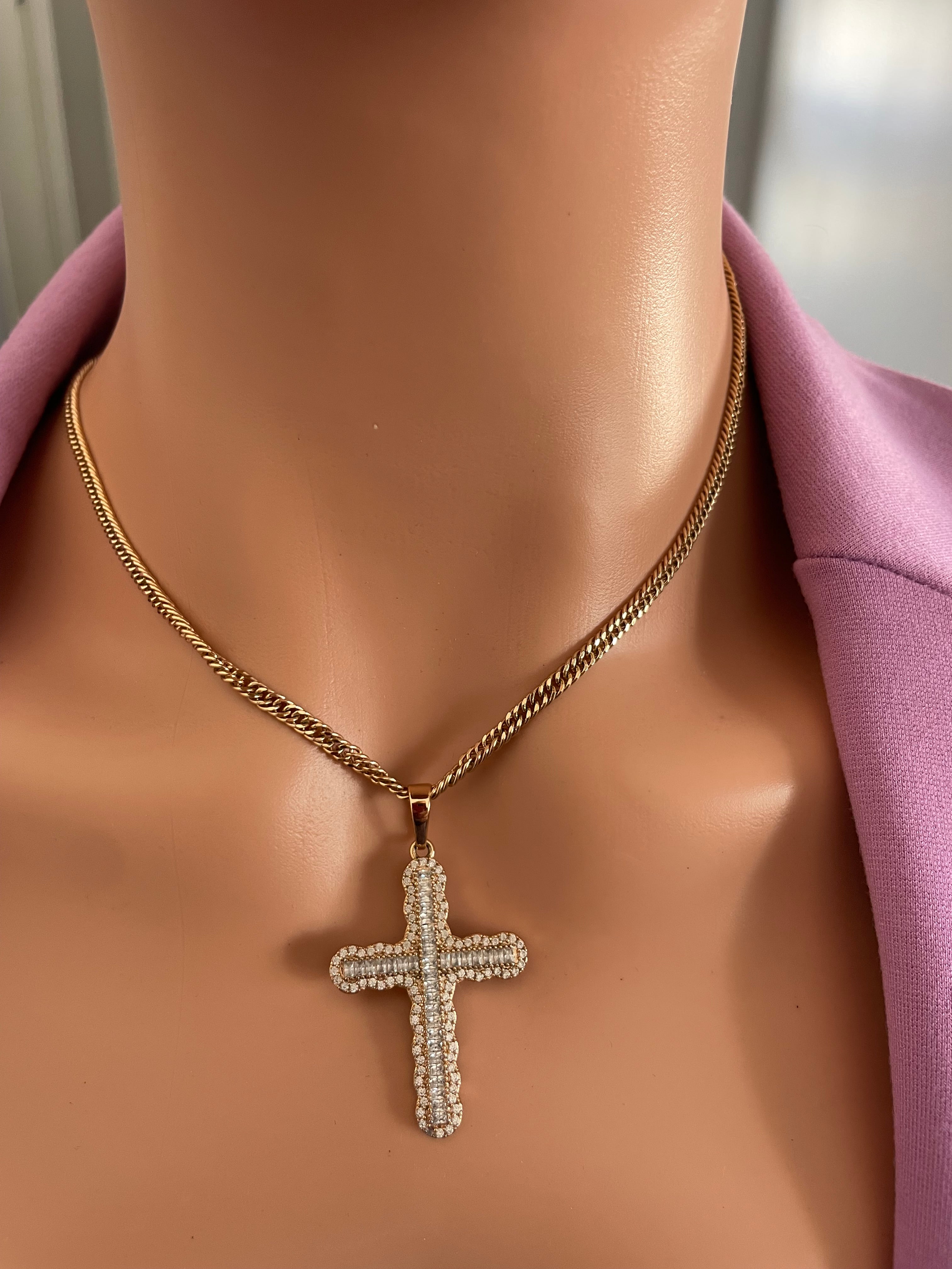 NEW Matena Lee cross pendant and chain - 18k gold plated