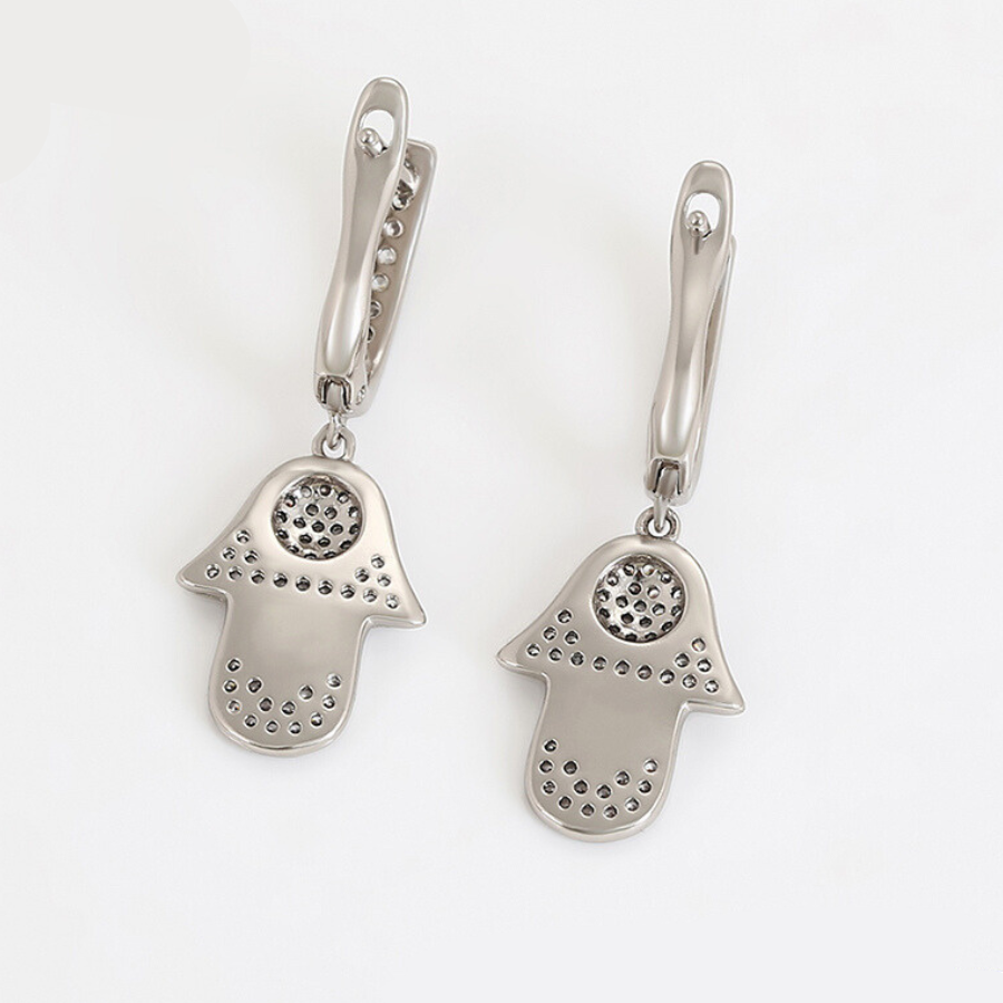 Hand over Heart Earrings - Platinum plated