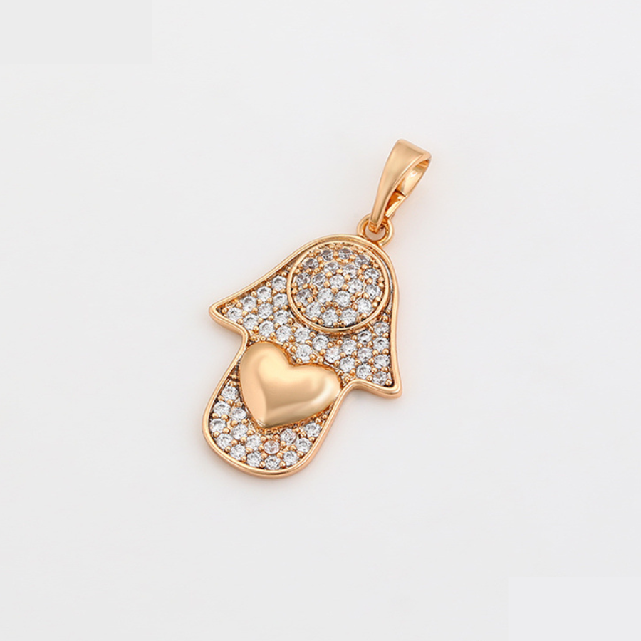 Hand over Heart pendant and Chain - 18k warm gold plated