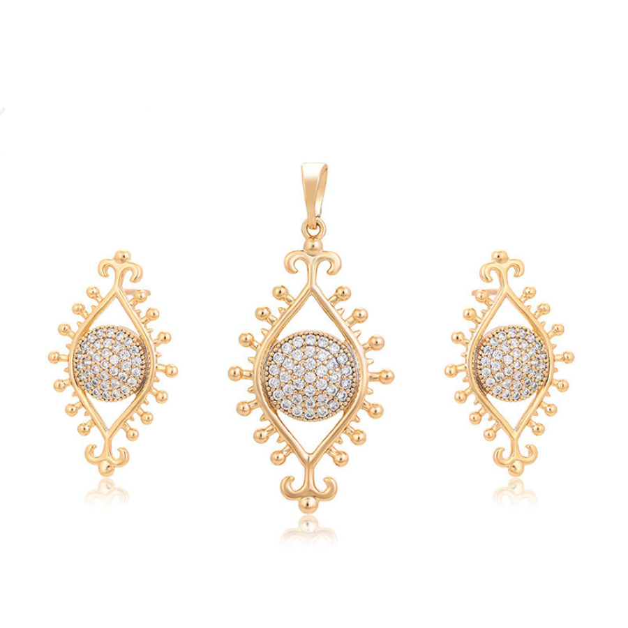 Sun Solace Set - Earrings and Pendant 14 k gold plated