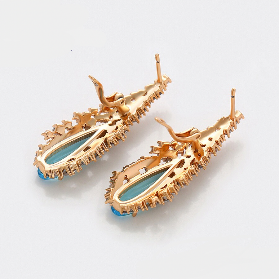 NEW Amaya Aqua Earrings -18 k warm gold plated