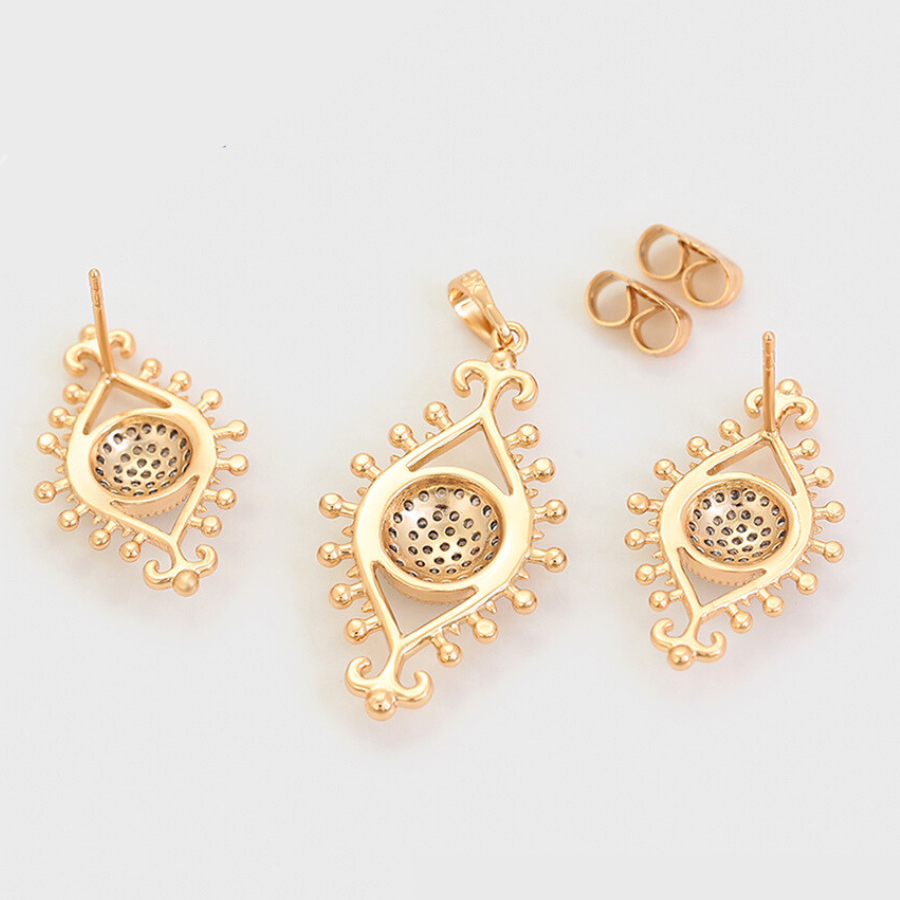 Sun Solace Set - Earrings and Pendant 14 k gold plated