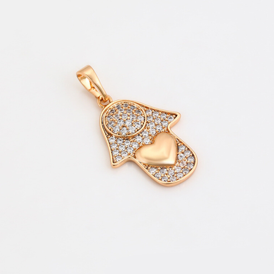 Hand over Heart pendant and Chain - 18k warm gold plated