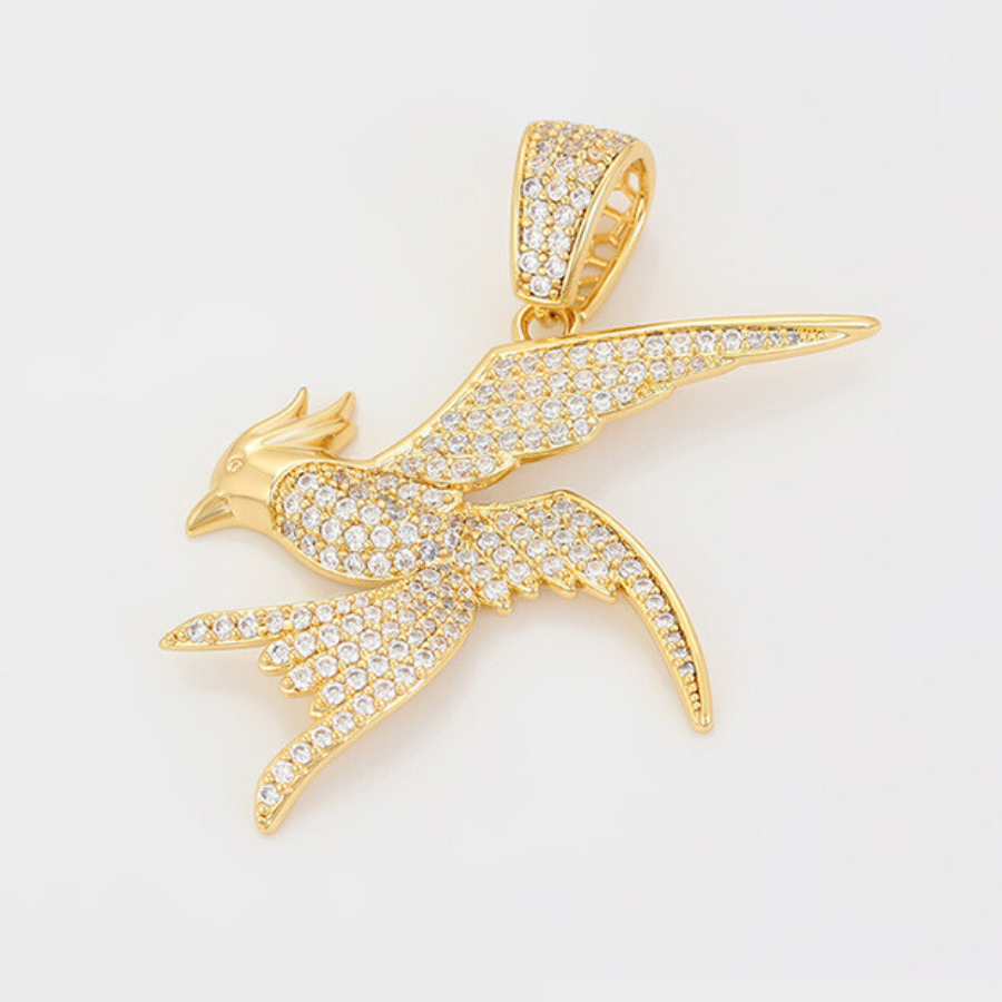 Song Bird necklace and pendant - 14 k gold plated