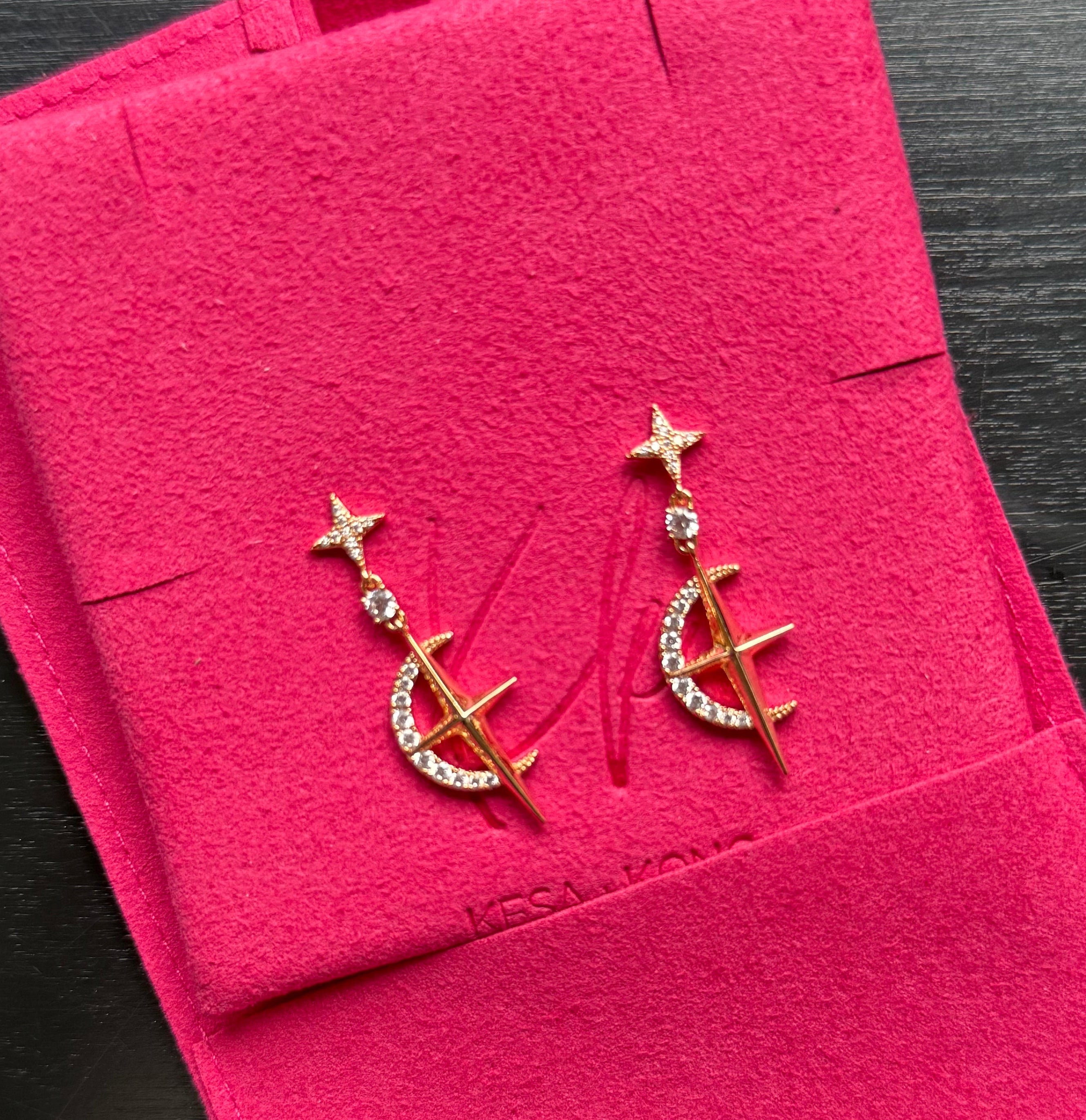 NEW Celestial Earrings - 18 k warm Gold Plated