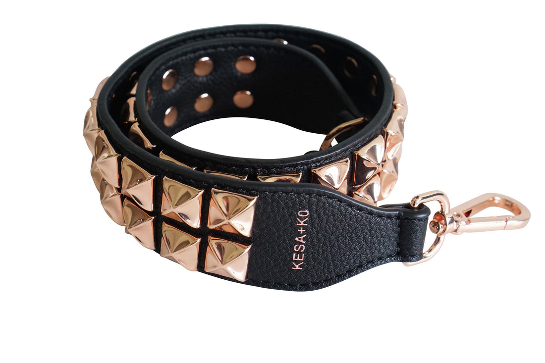 Rose Gold studded bag strap - Dalia Mid length