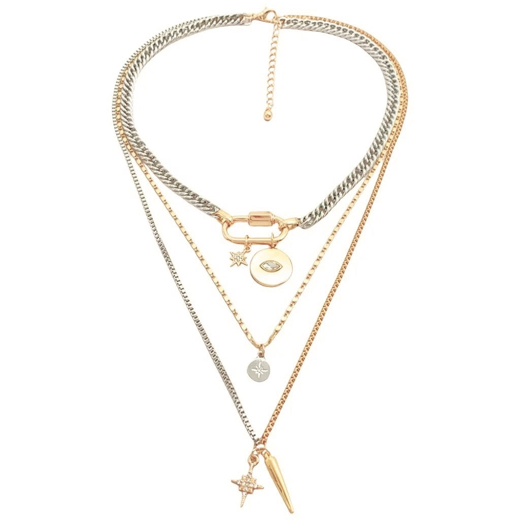 PREORDER Sun Solace - Silver and Gold layered Carabiner Necklace