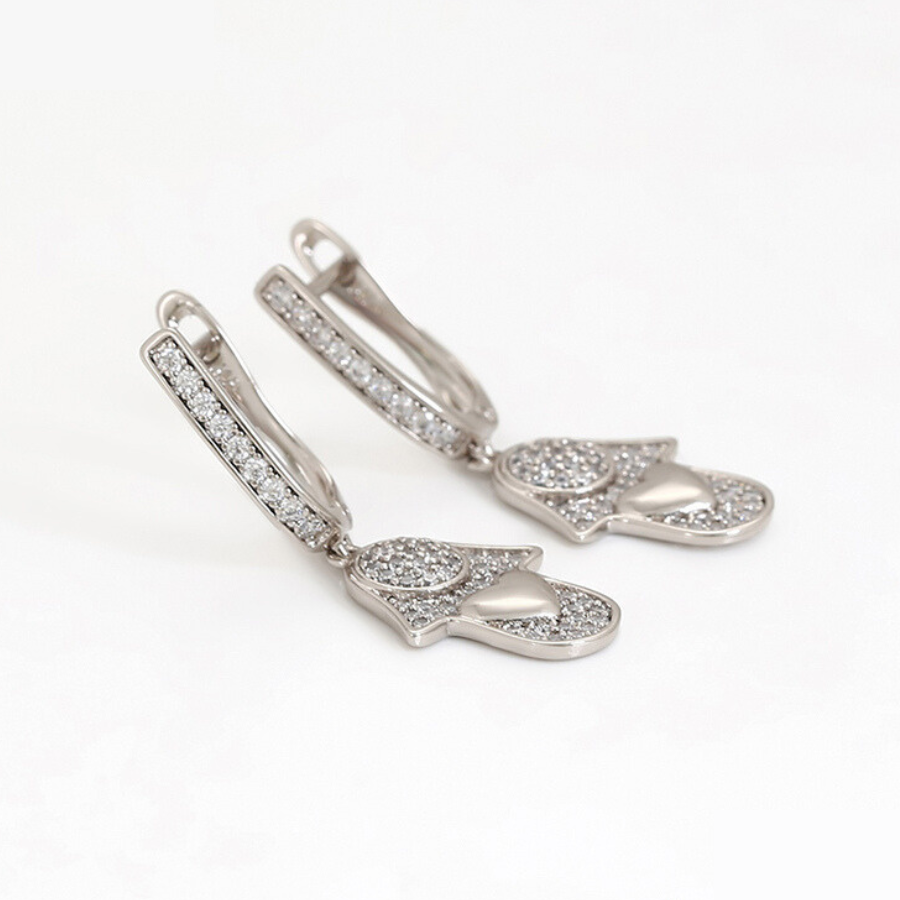 Hand over Heart Earrings - Platinum plated