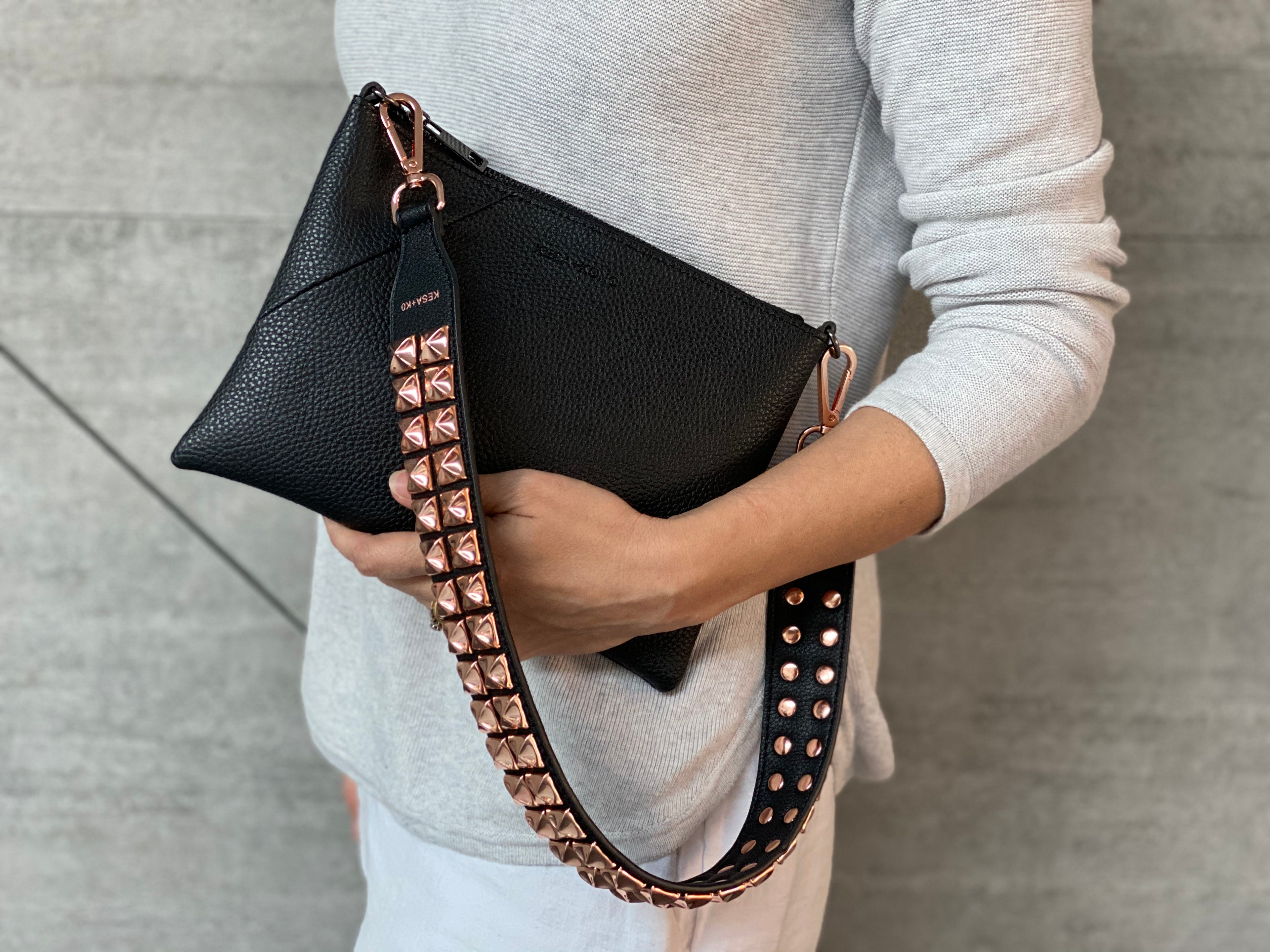 Rose Gold studded bag strap - Dalia Mid length