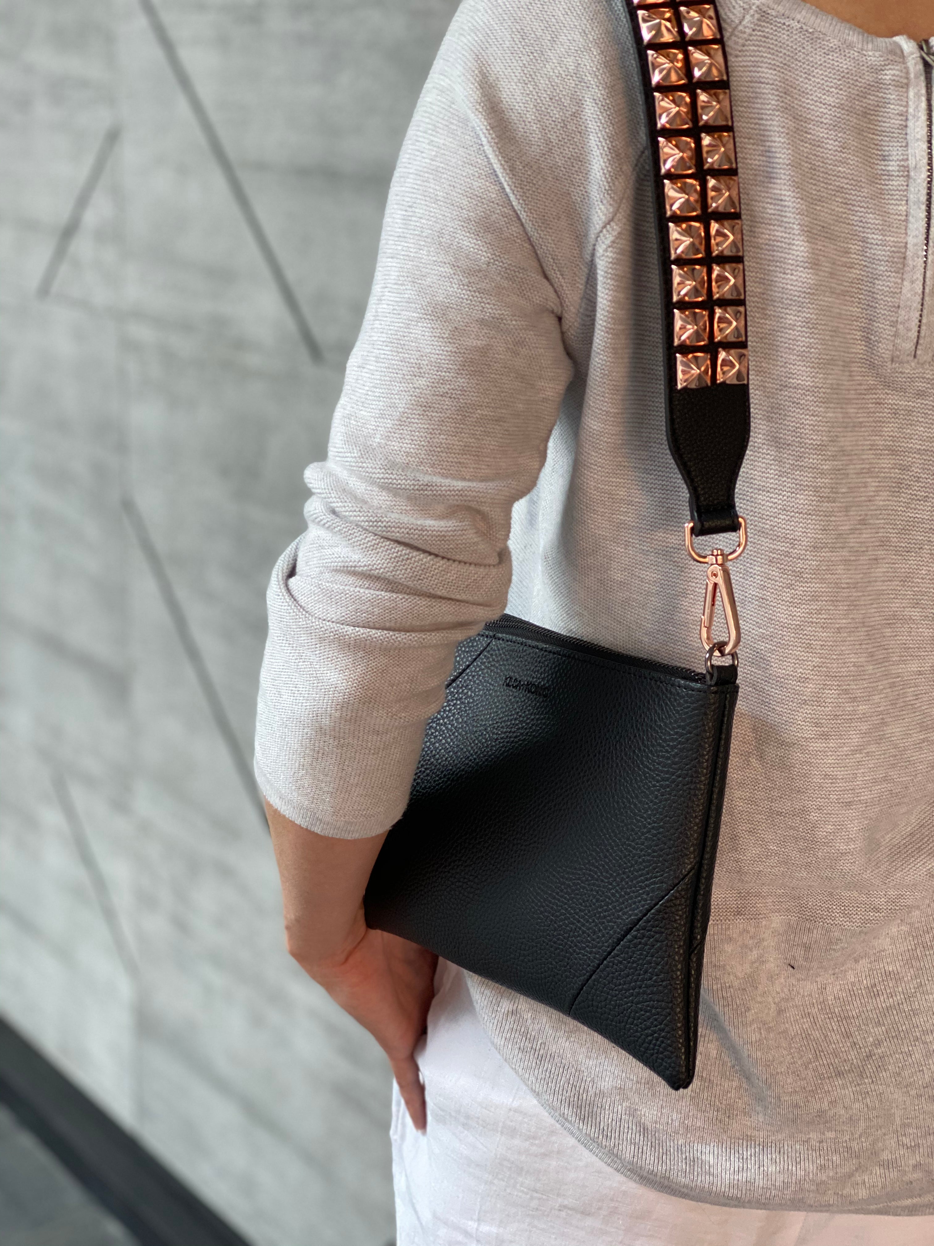 Rose Gold studded bag strap - Dalia Mid length