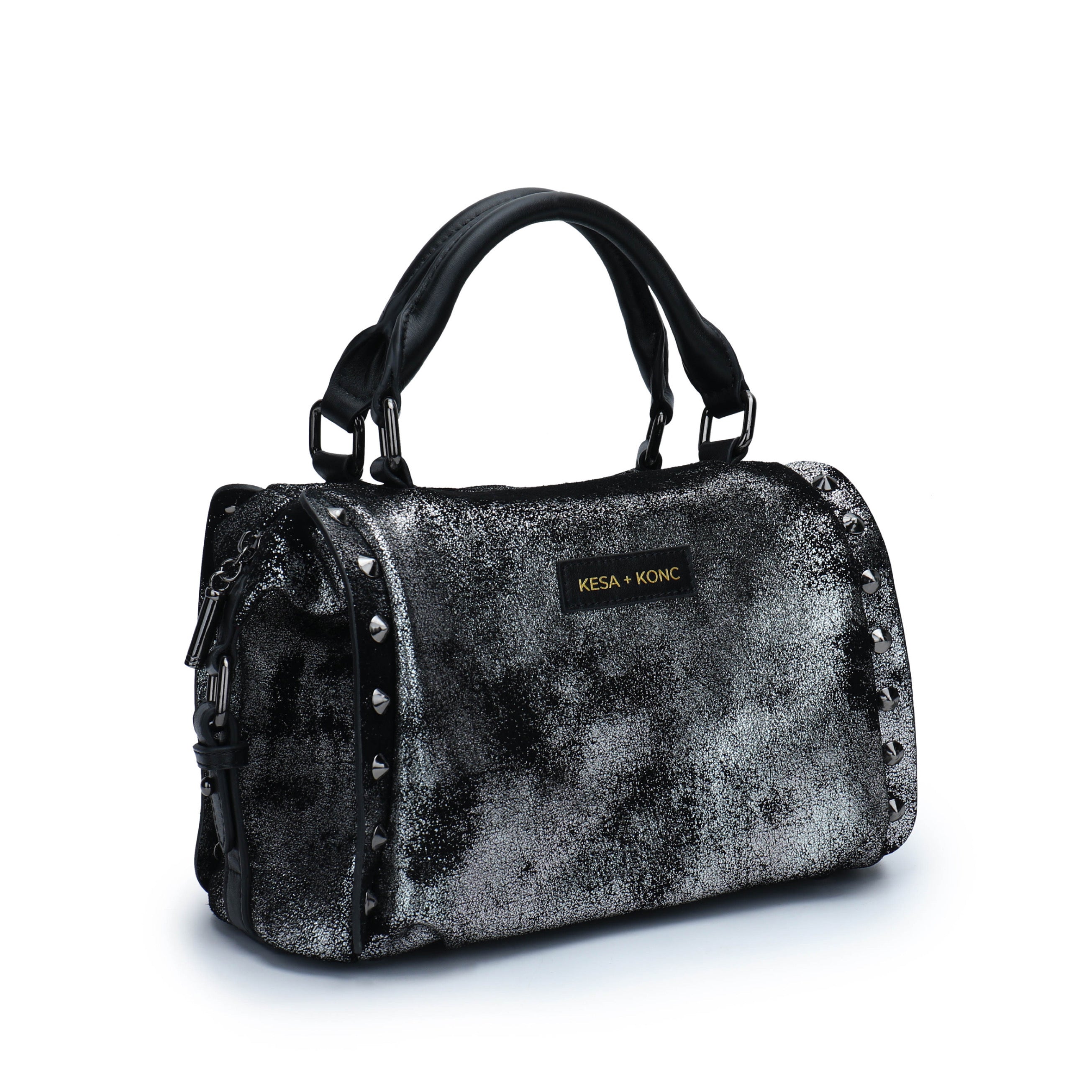 Star Gaze Studded Barrel bag Gunmetal Leather – KESA and KONC