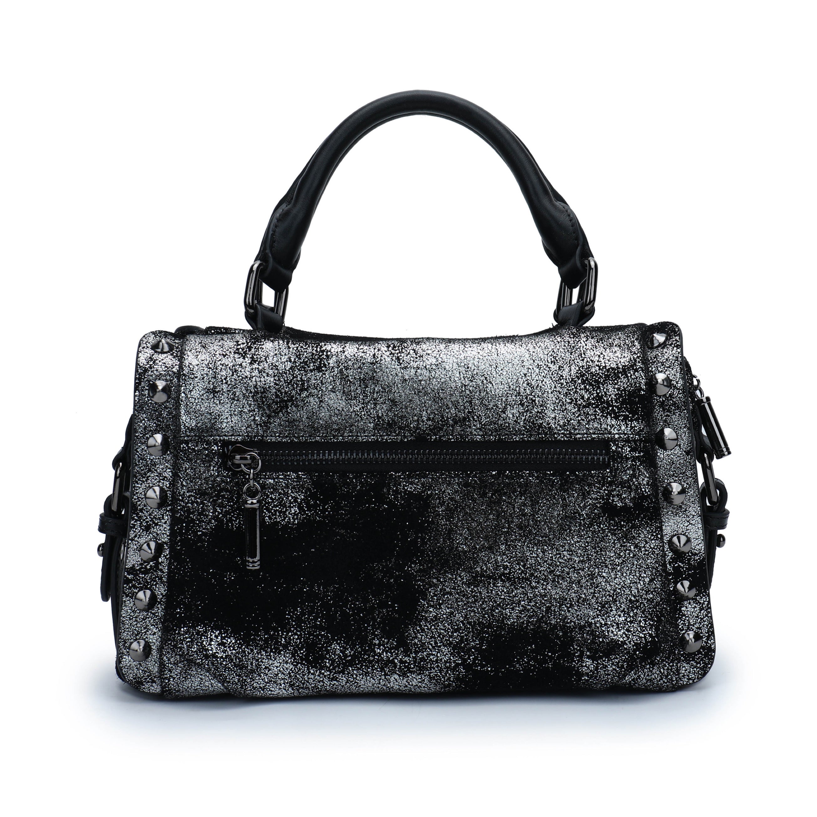 Star Gaze Studded Barrel bag - Gunmetal Leather