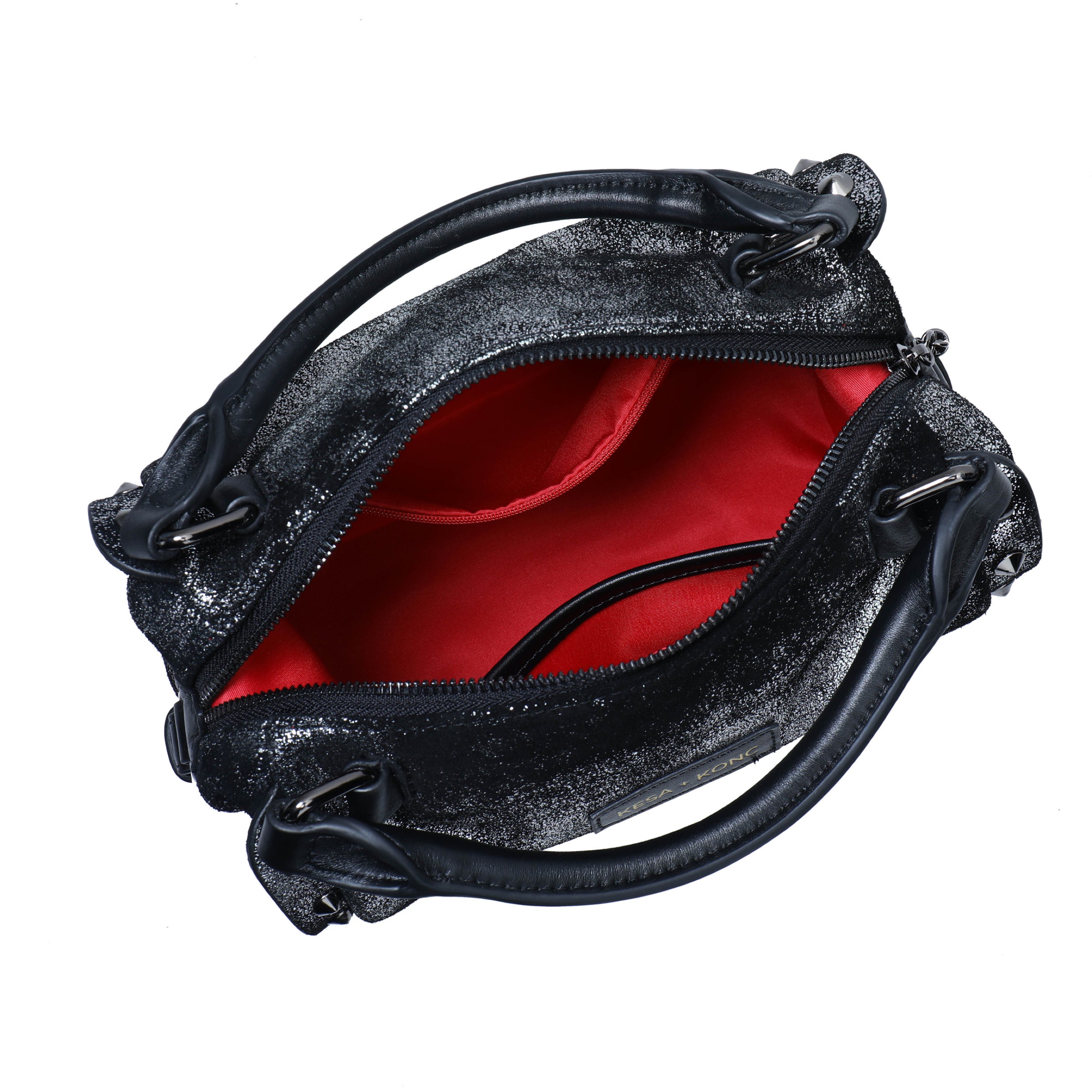 Star Gaze Studded Barrel bag - Gunmetal Leather