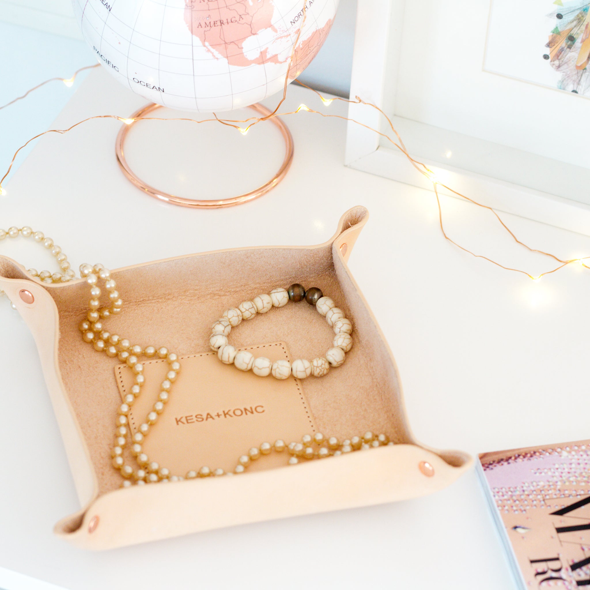 Leather Jewellery Tray - Classic Fawn