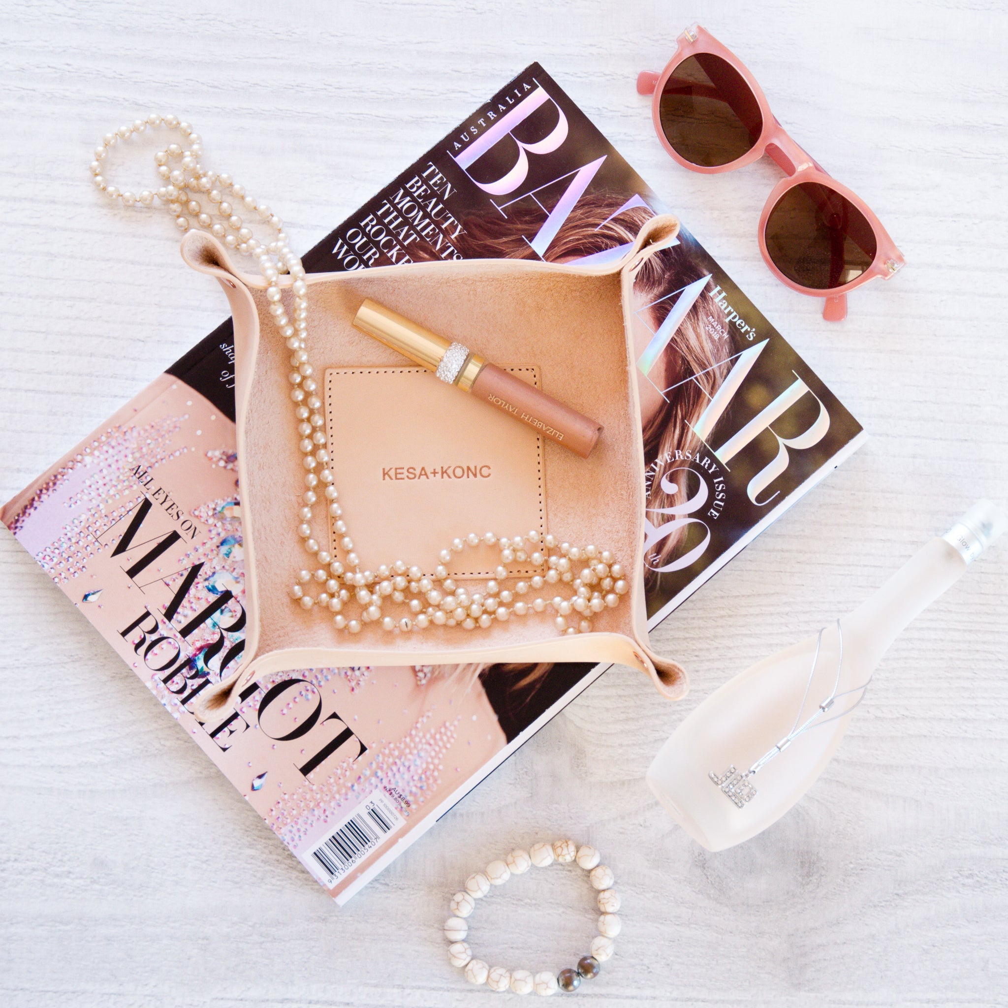 Leather Jewellery Tray - Classic Fawn