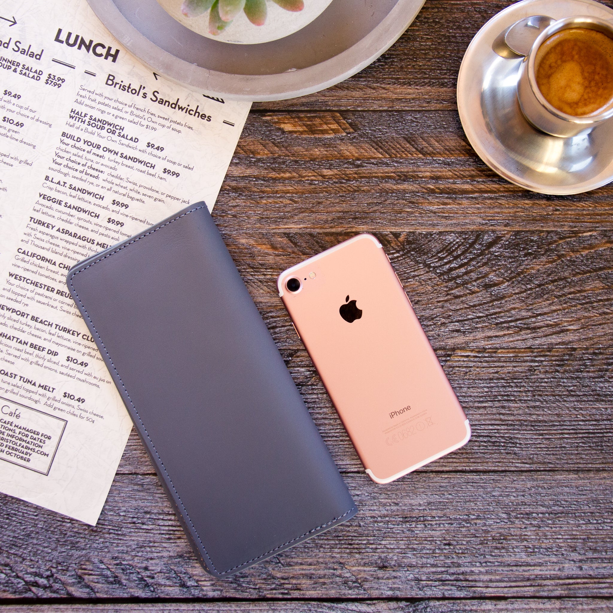 Leather Card Wallet - Classic Luna Grey