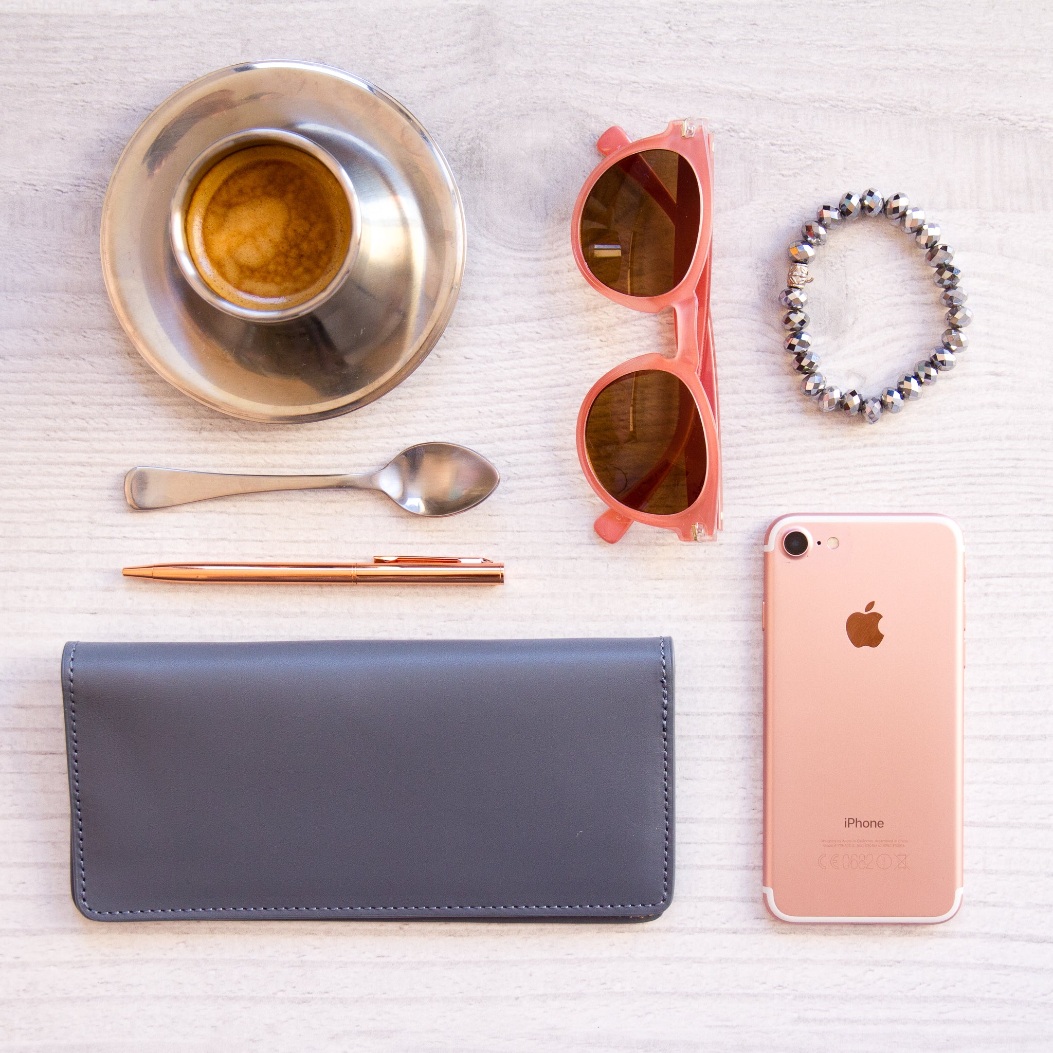 Leather Card Wallet - Classic Luna Grey