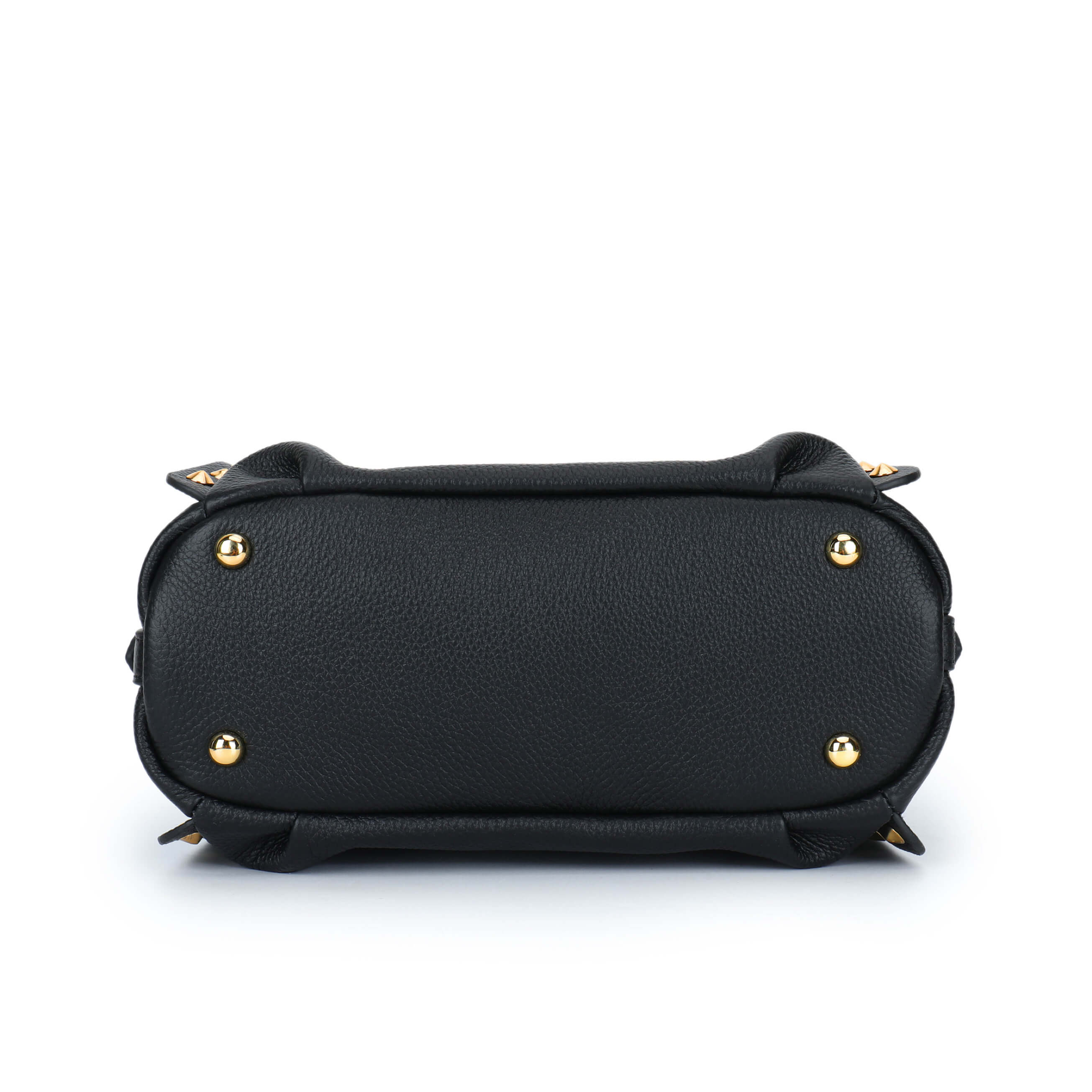 LAST ONE Nero Onyx Studded Barrel Bag - Black Leather
