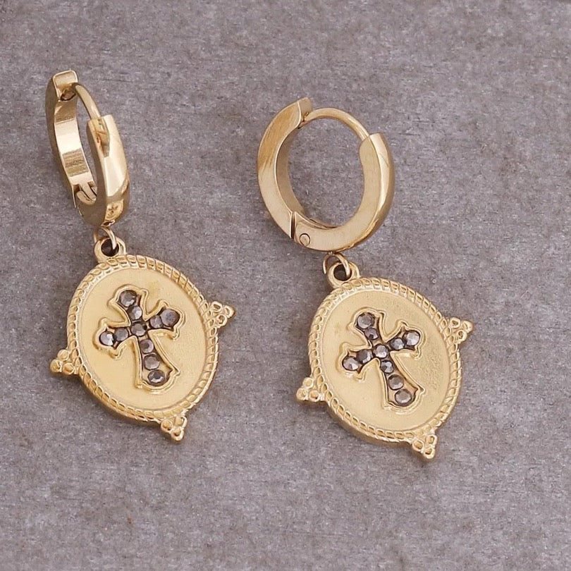 Mia Round Gold 18k plated Earrings