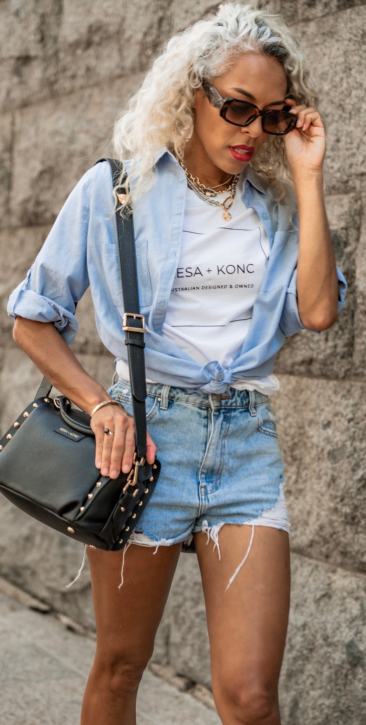 LAST ONE Nero Onyx Studded Barrel Bag - Black Leather