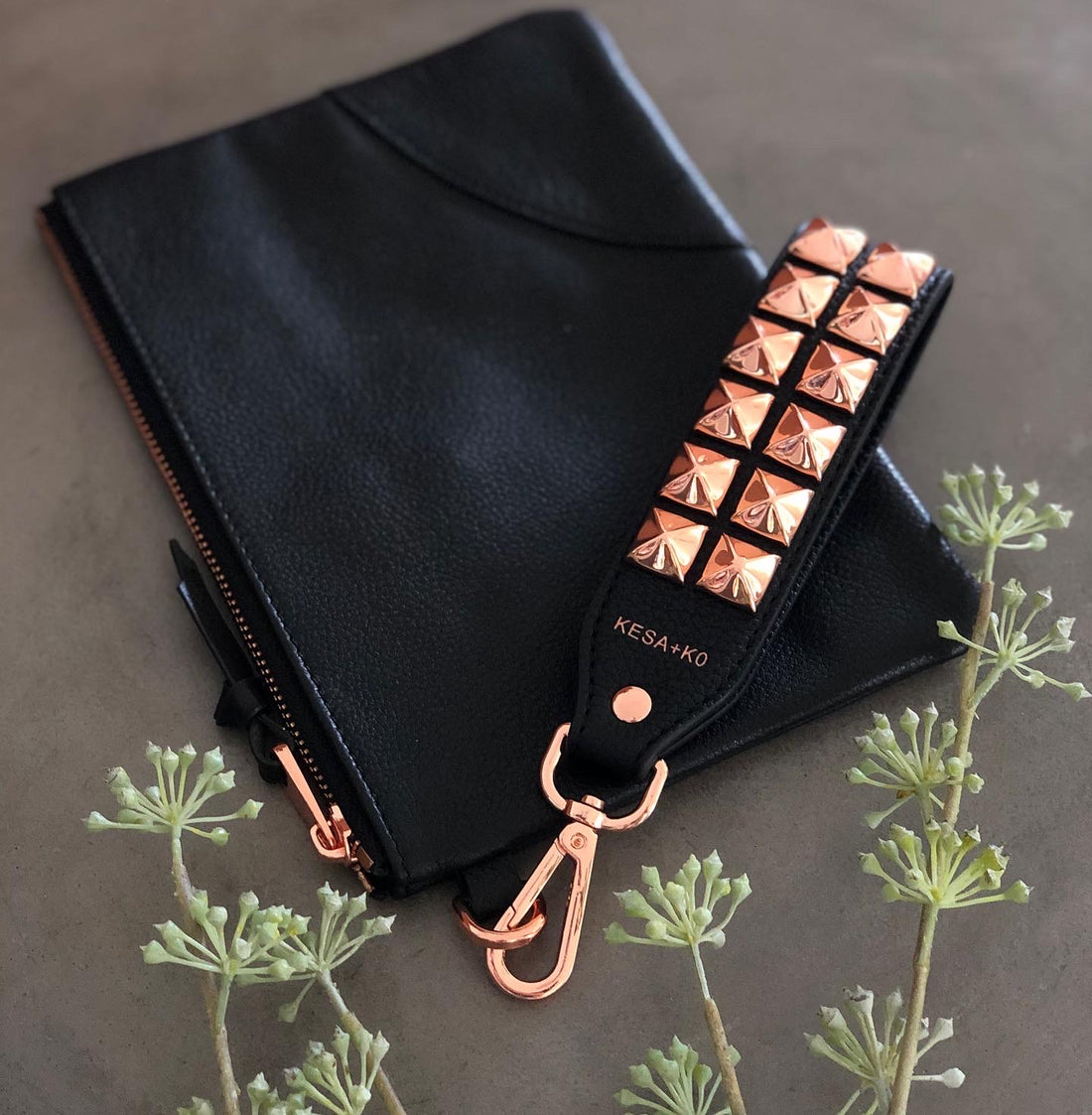 Soft Lamb Leather wristlet bag - Classic Black