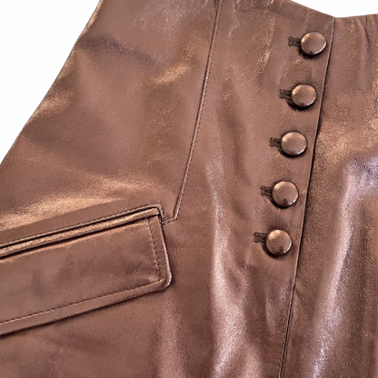 Talina Leather - A Line Skirt - Bronze