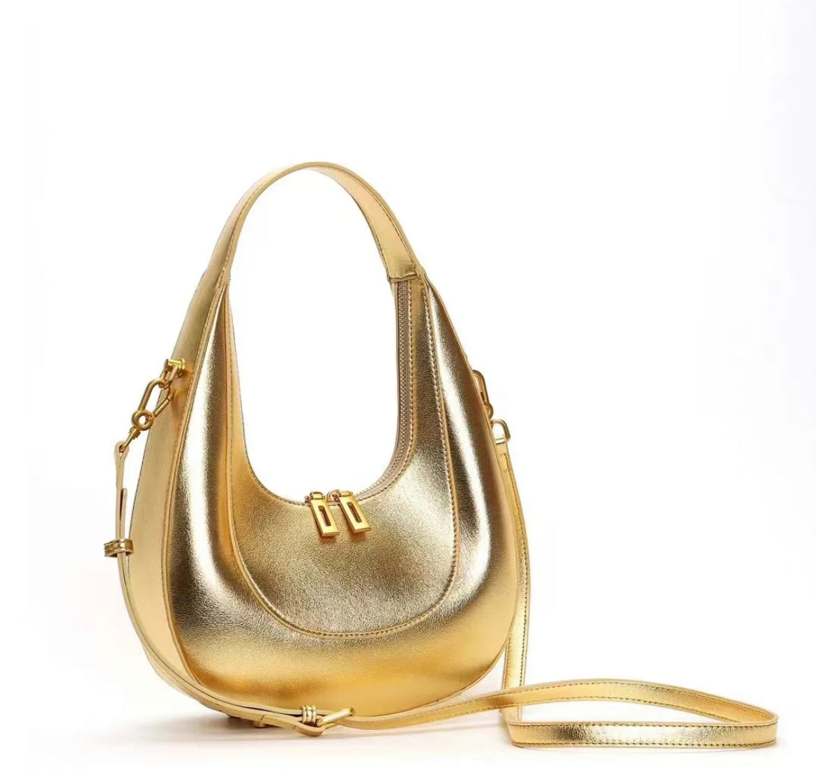 Fallon Shoulder Half moon Bag - Gold