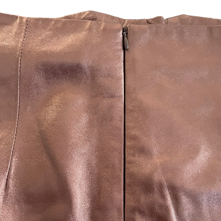 Talina Leather - A Line Skirt - Bronze