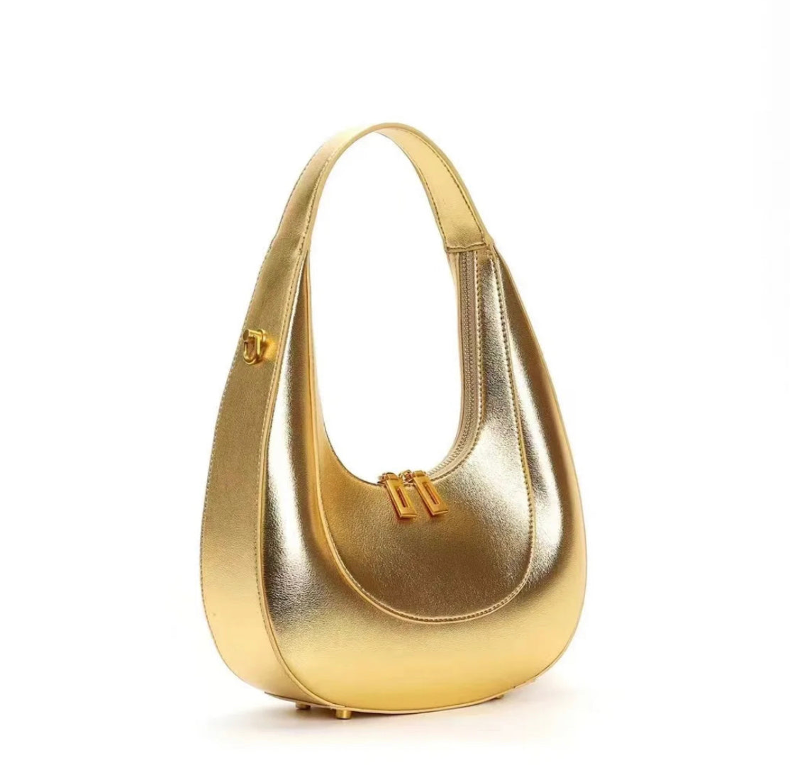 Fallon Shoulder Half moon Bag - Gold