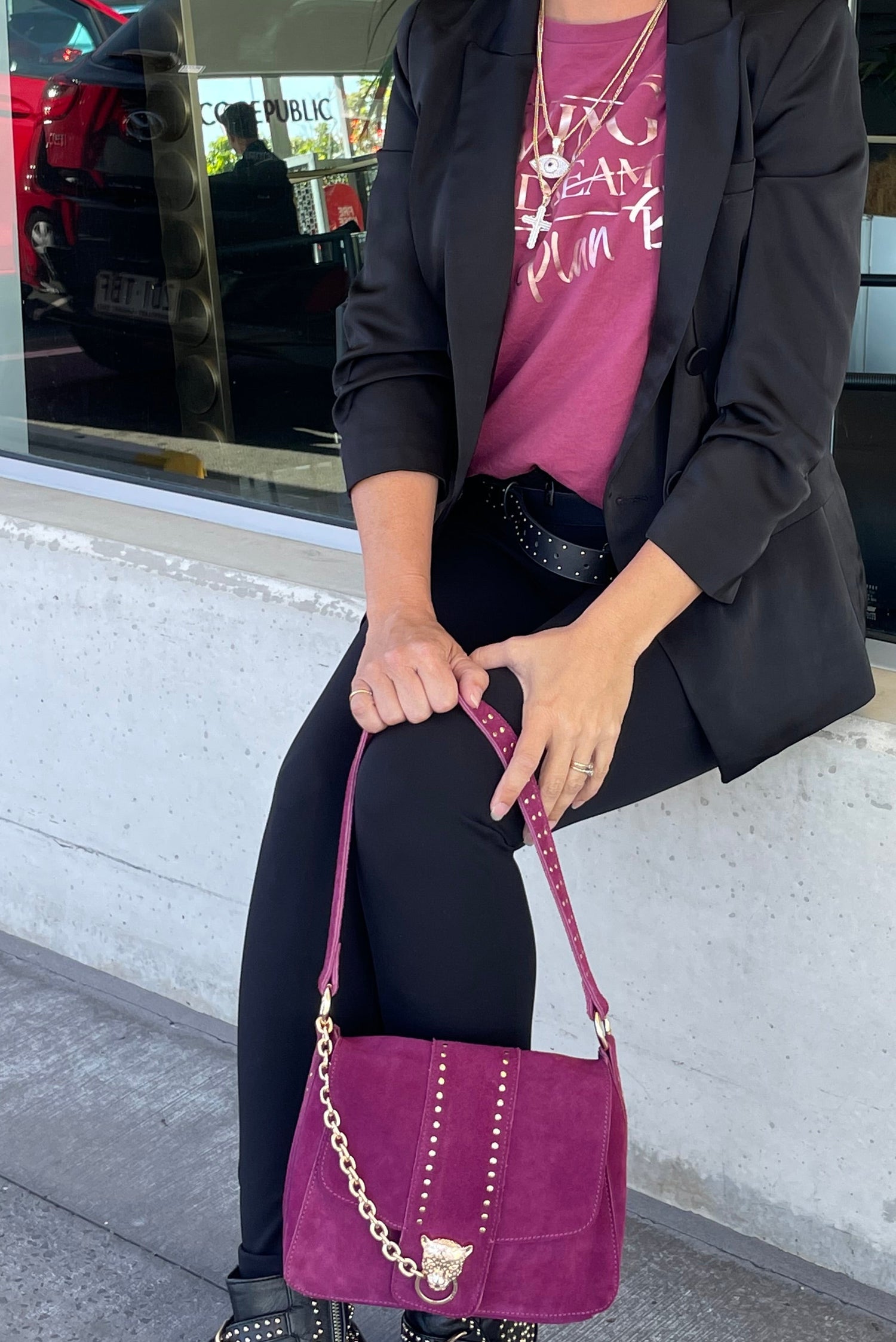 Sahana studded - Wild Berry Midi bag