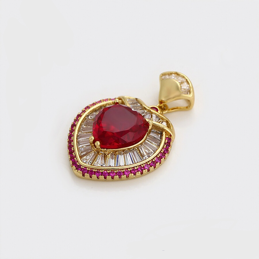 Ruby Heart Necklace - 14 k Gold plated