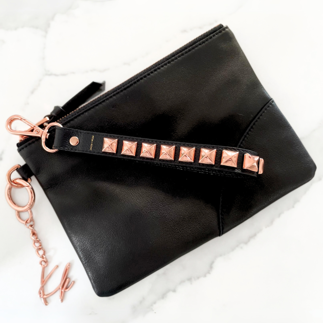 Bundle - Classic Black Clutch + Dalia Studded Hand strap