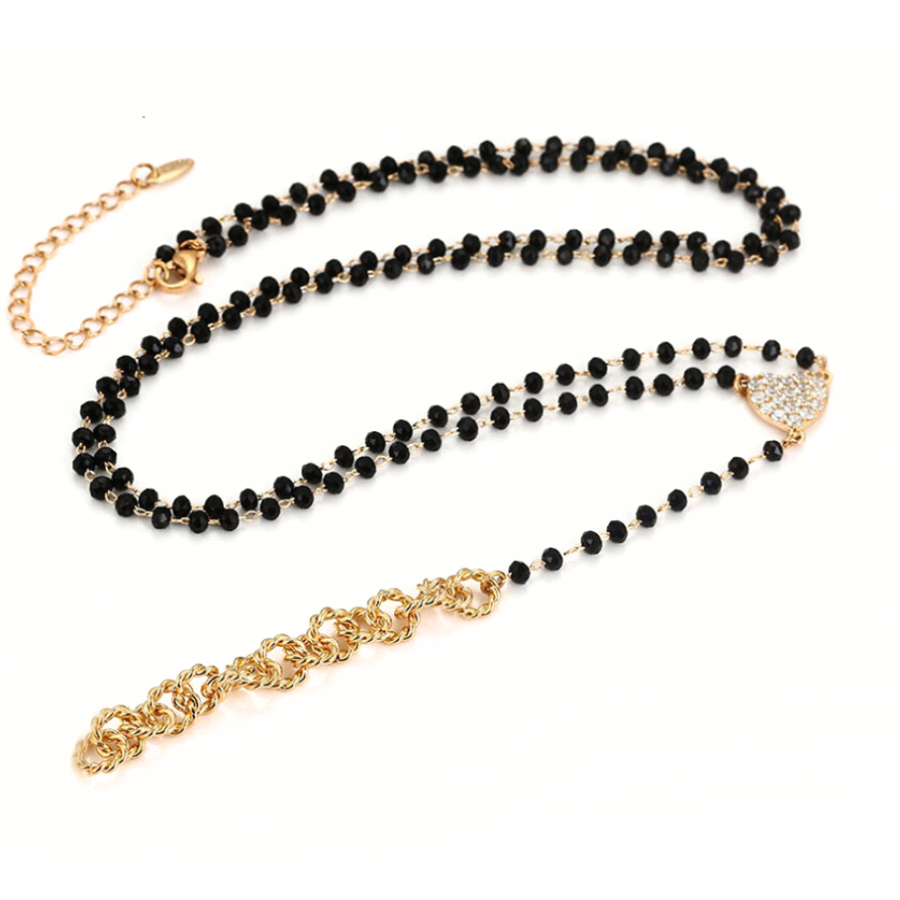 NEW Heart Drop Beaded Necklace - 14 k gold plated