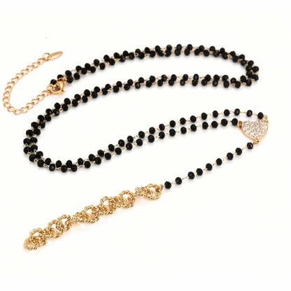 NEW Heart Drop Beaded Necklace - 14 k gold plated