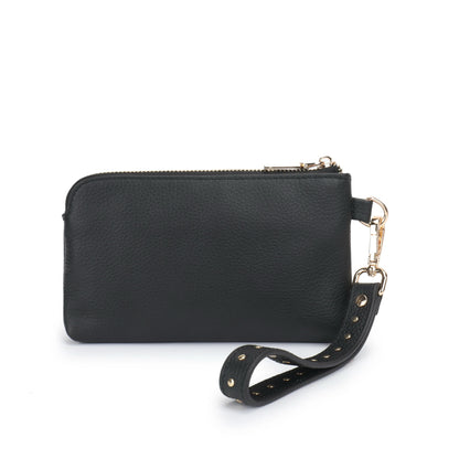 Sahana studded - Pebble Black Phone wallet