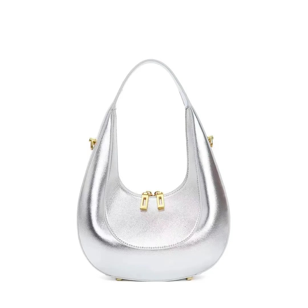 Fallon Shoulder Half moon Bag - Silver