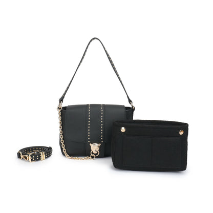 Sahana studded - Pebble Black Midi bag