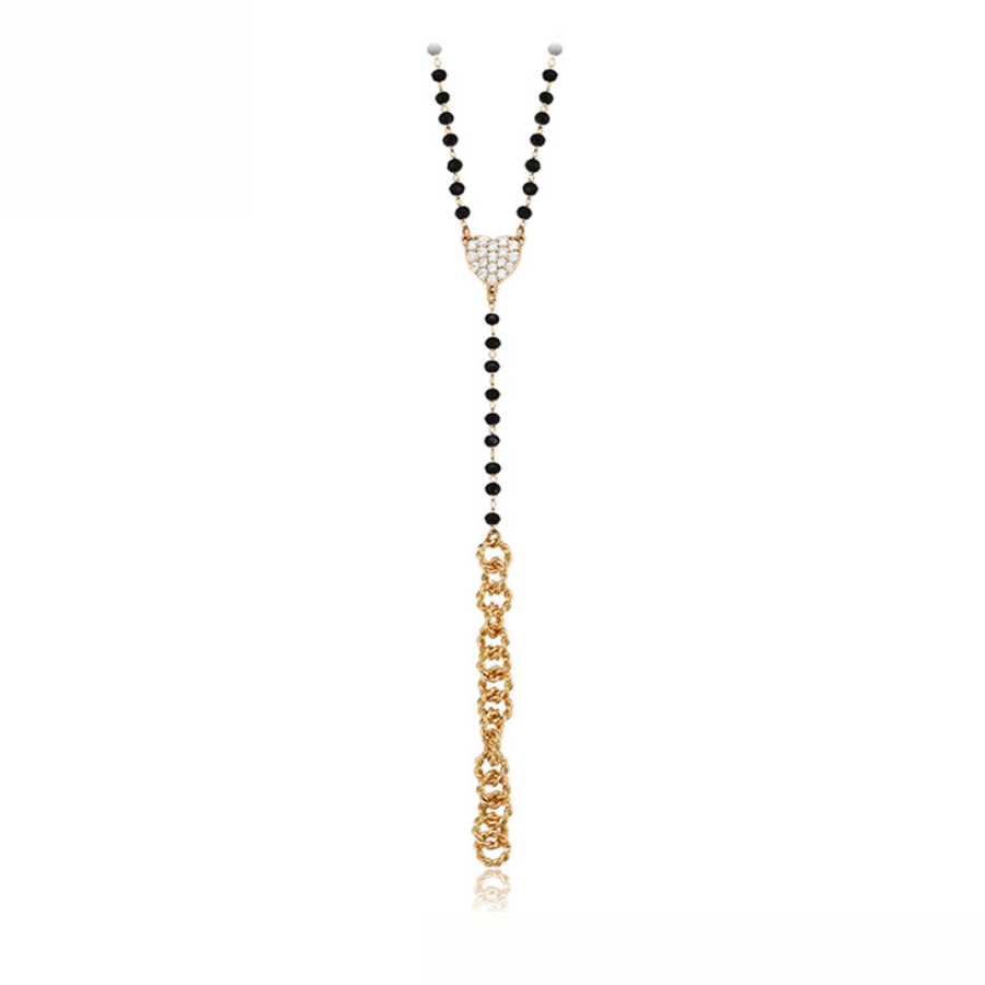 NEW Heart Drop Beaded Necklace - 14 k gold plated