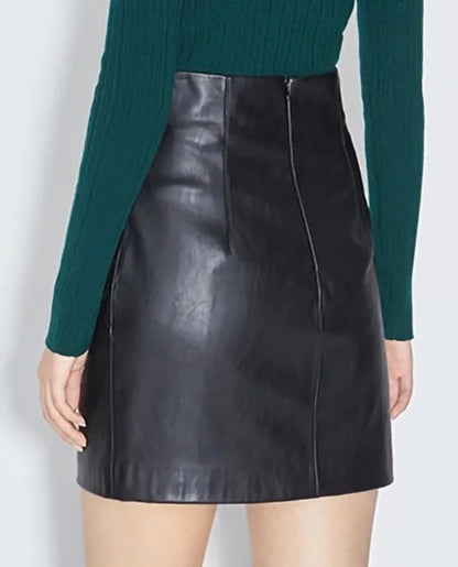 Talina Leather - A Line Skirt - Classic Black