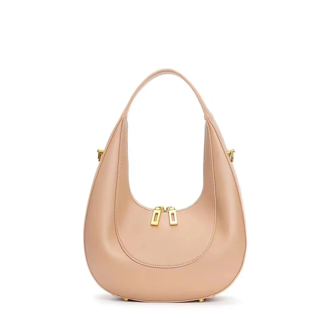 Fallon Shoulder Half Moon Bag - Latte