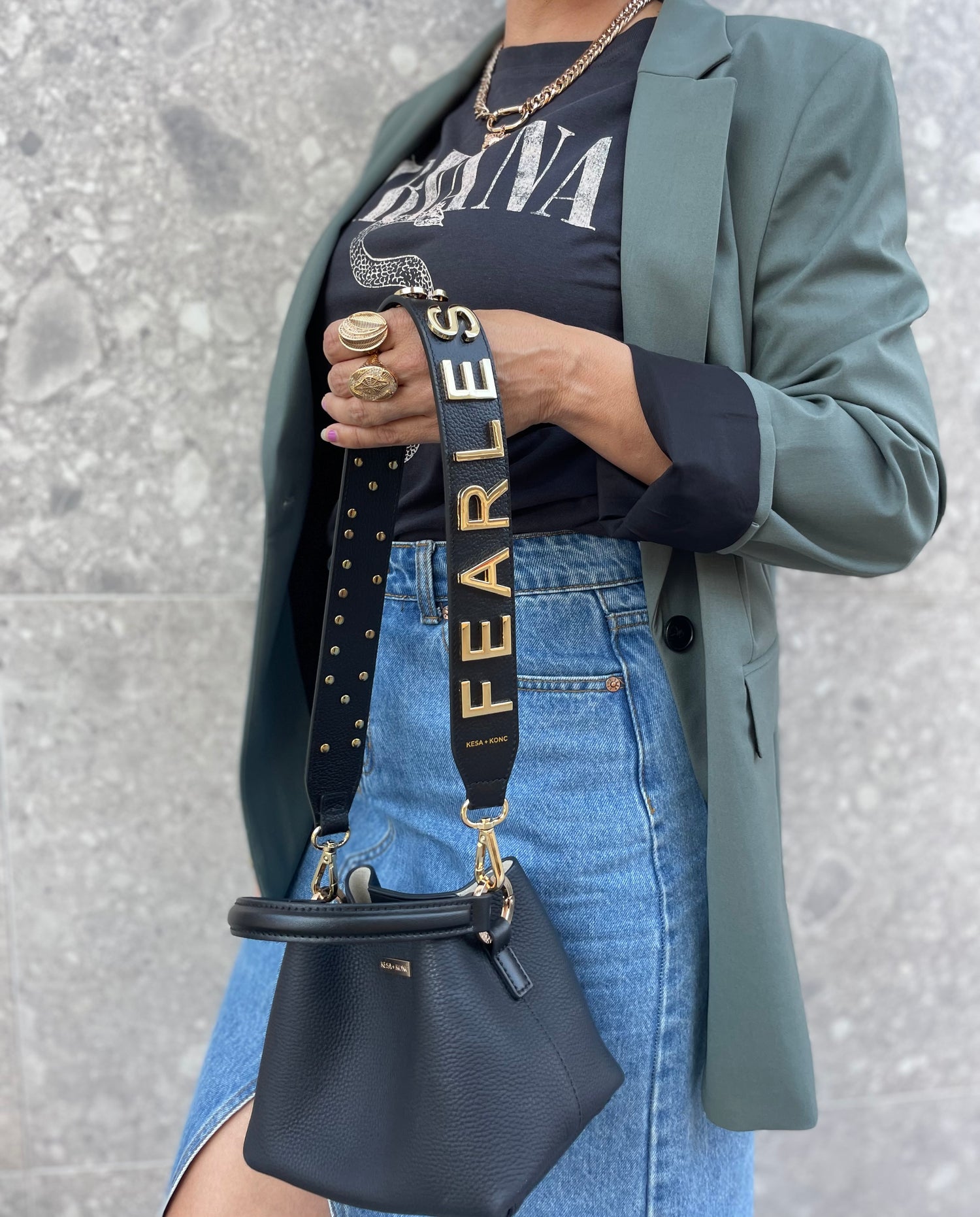 Fearless Bag strap - Gold Mid Length