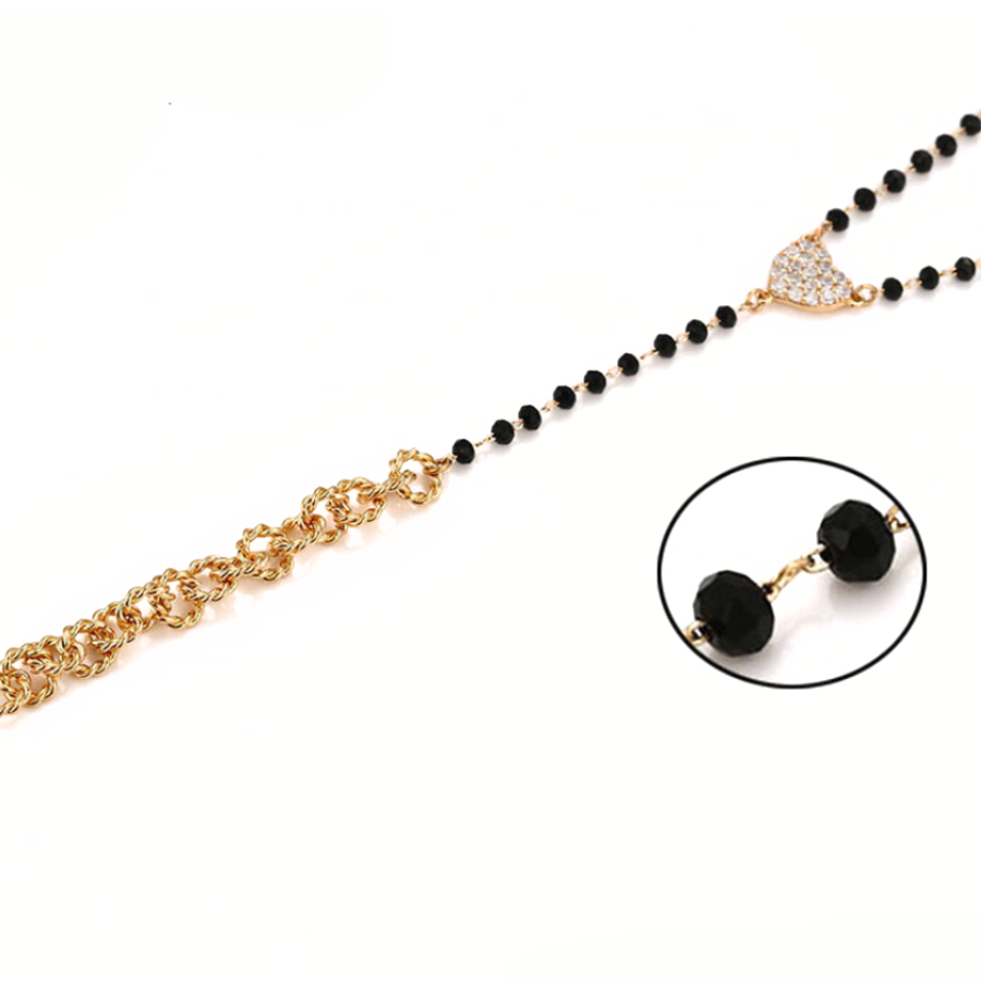 NEW Heart Drop Beaded Necklace - 14 k gold plated