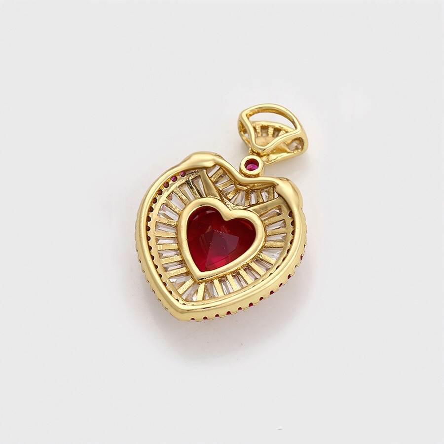 Ruby Heart Necklace - 14 k Gold plated