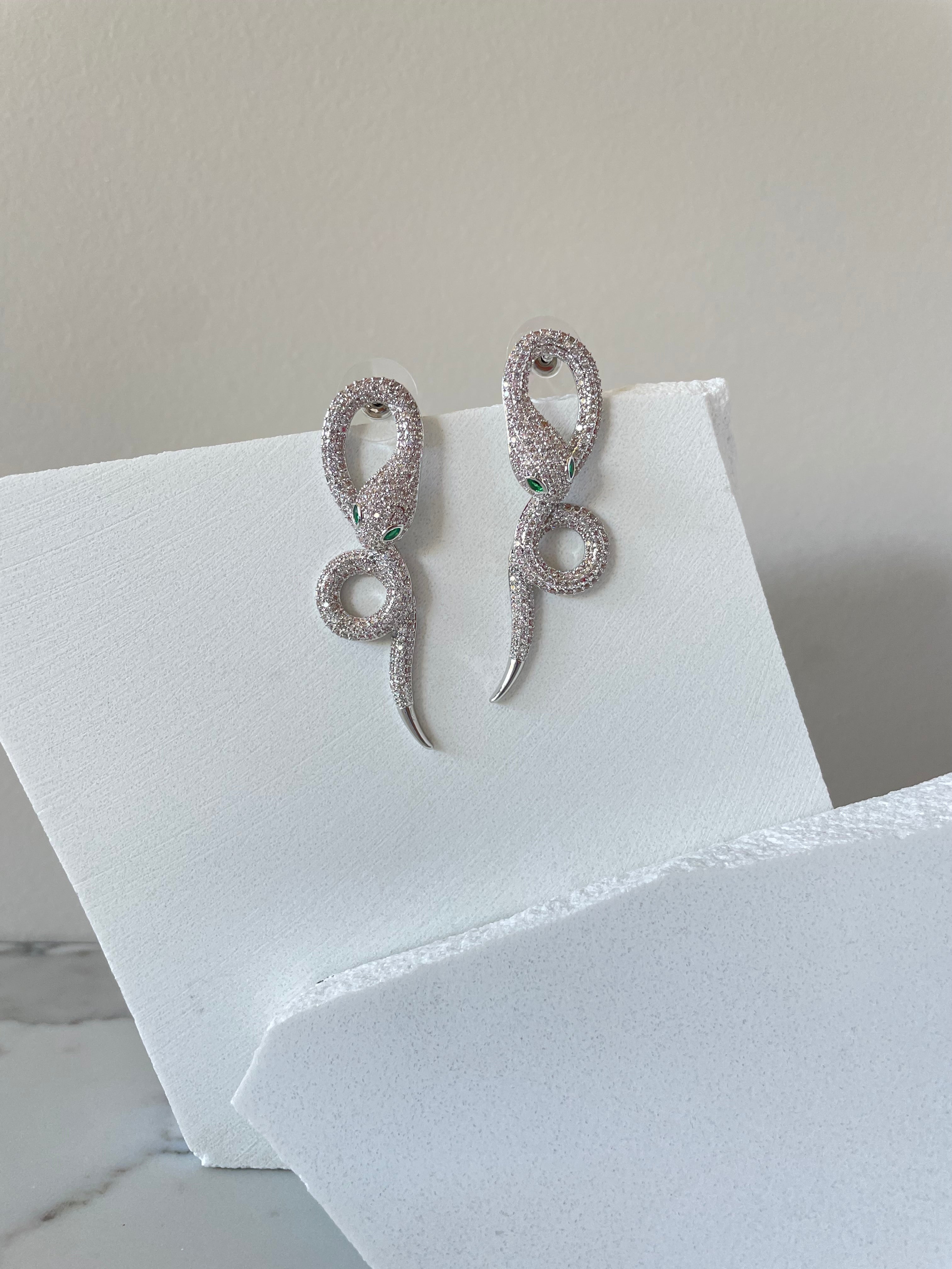 Sierra Snake earrings - Platinum Plated