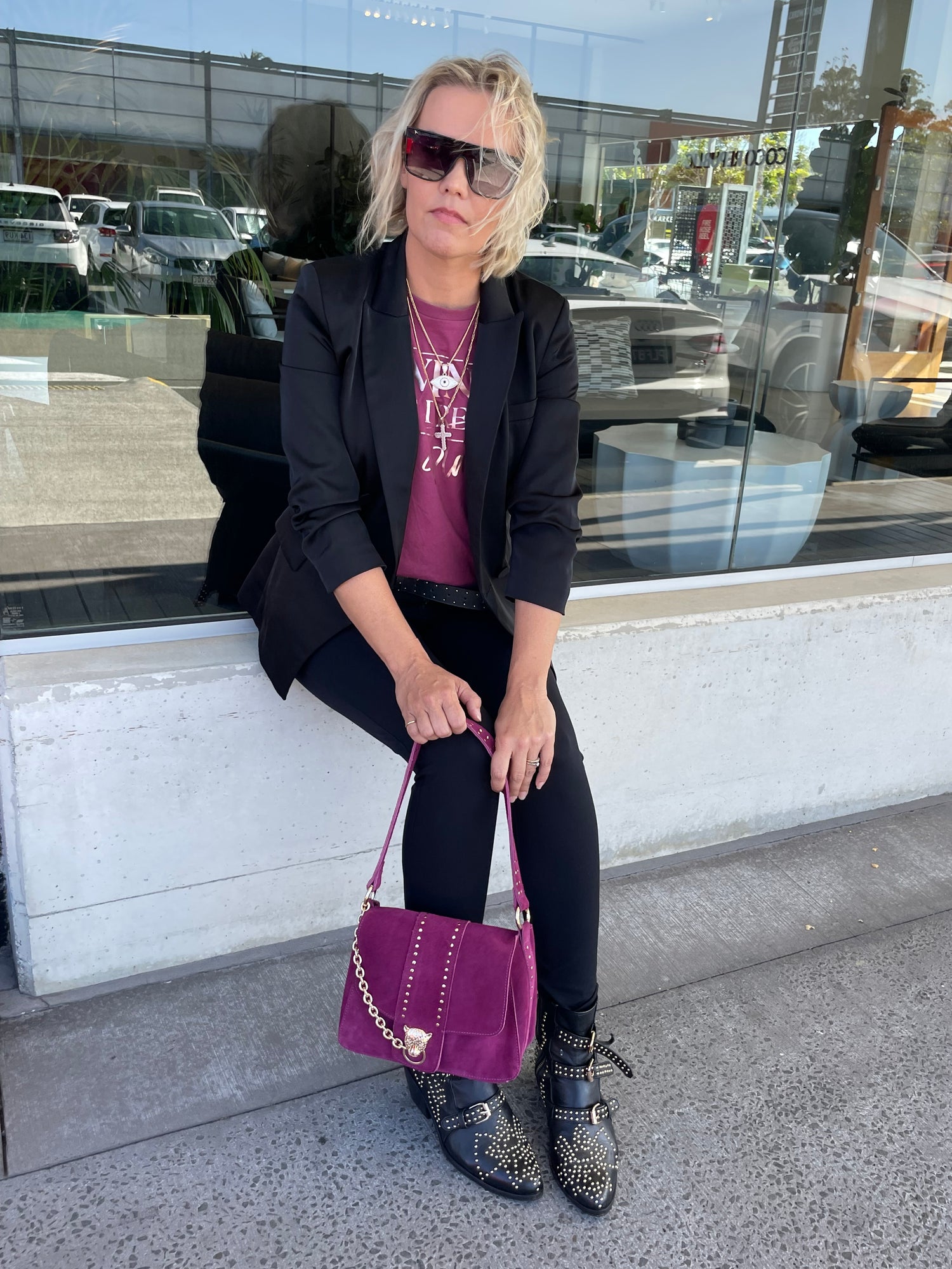 Sahana studded - Wild Berry Midi bag