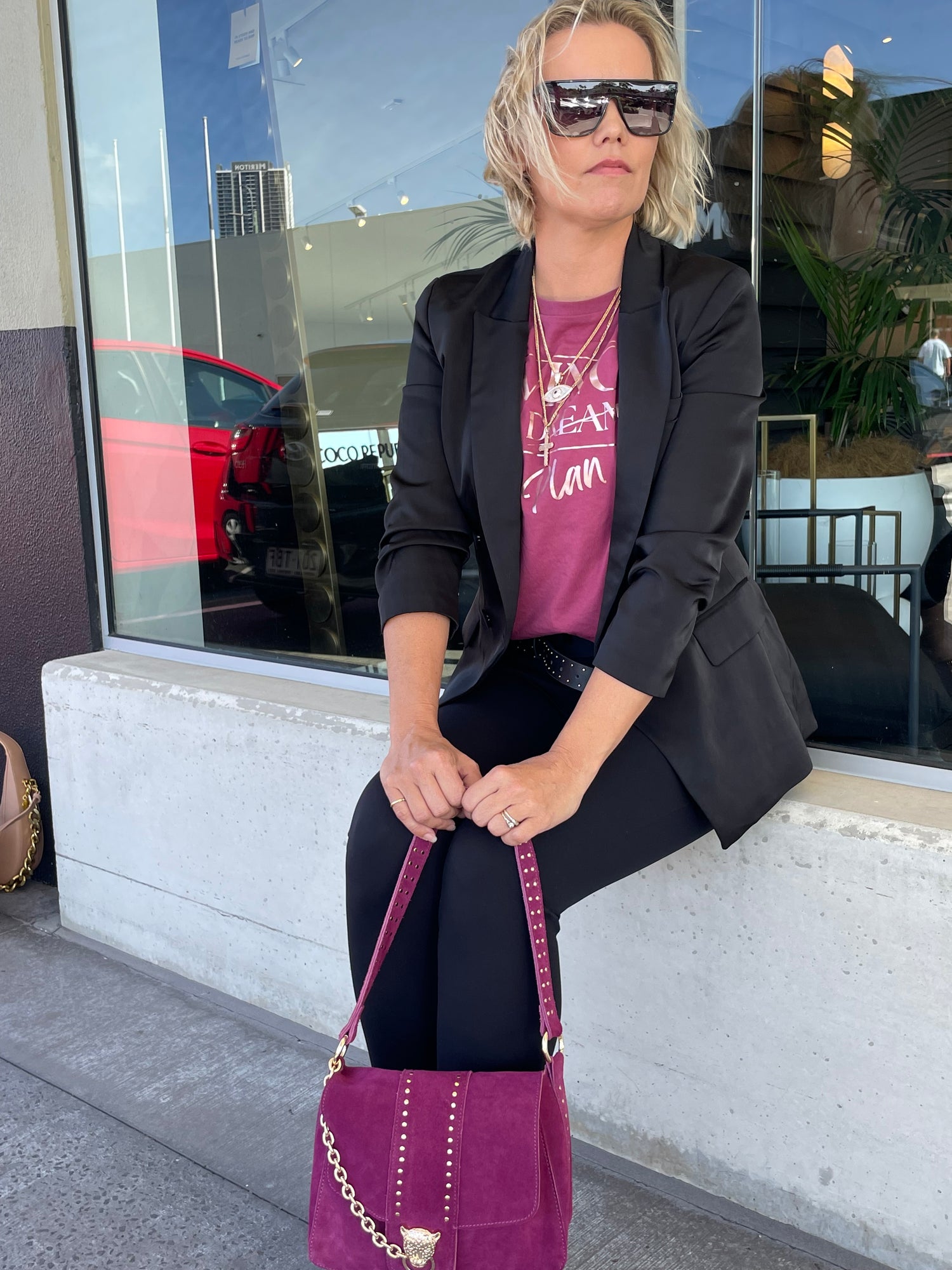 Sahana studded - Wild Berry Midi bag