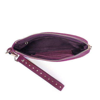 Sahana studded - Wild Berry Suede Phone wallet