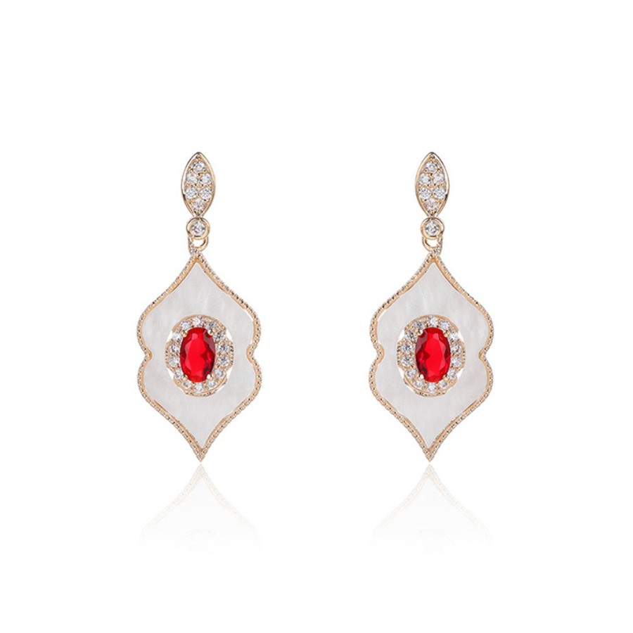 NEW Jaggad Ruby Earrings - 18 k gold plated