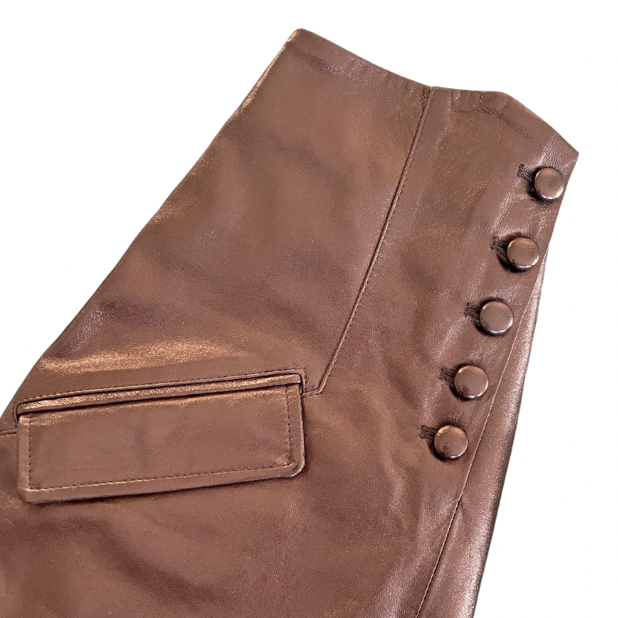 Talina Leather - A Line Skirt - Bronze