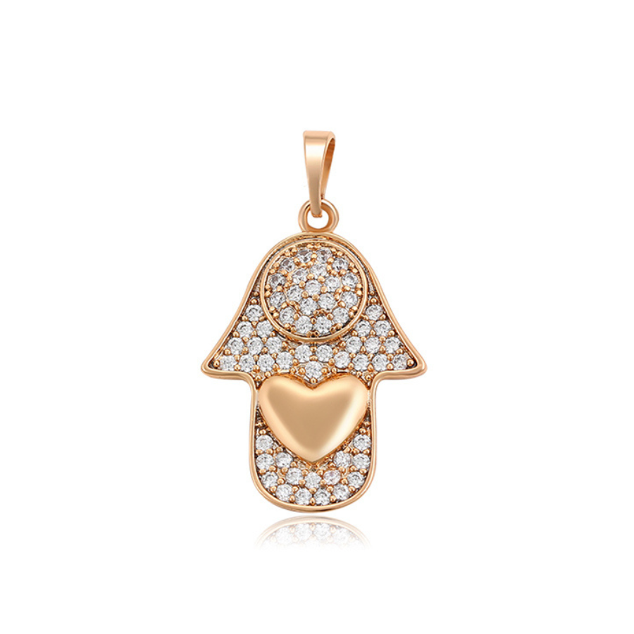 Hand over Heart pendant and Chain - 18k warm gold plated
